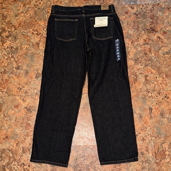 Boys Straight Leg Canyon River Blues Husky Dark Wash Denim Blue Jeans Size 34x28 - Picture 2 of 4